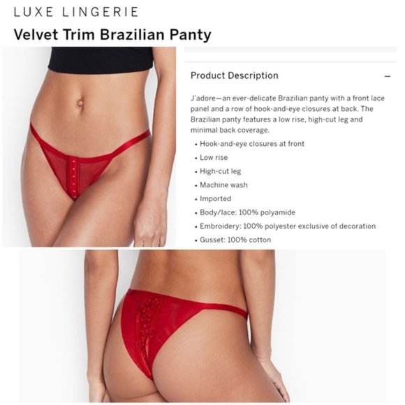 Victoria's Secret Luxe Brazilian Pantie LG NWT - Picture 4 of 4